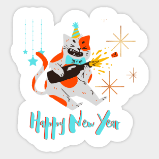 Funny Cat HAPPY NEW YEAR! Sticker